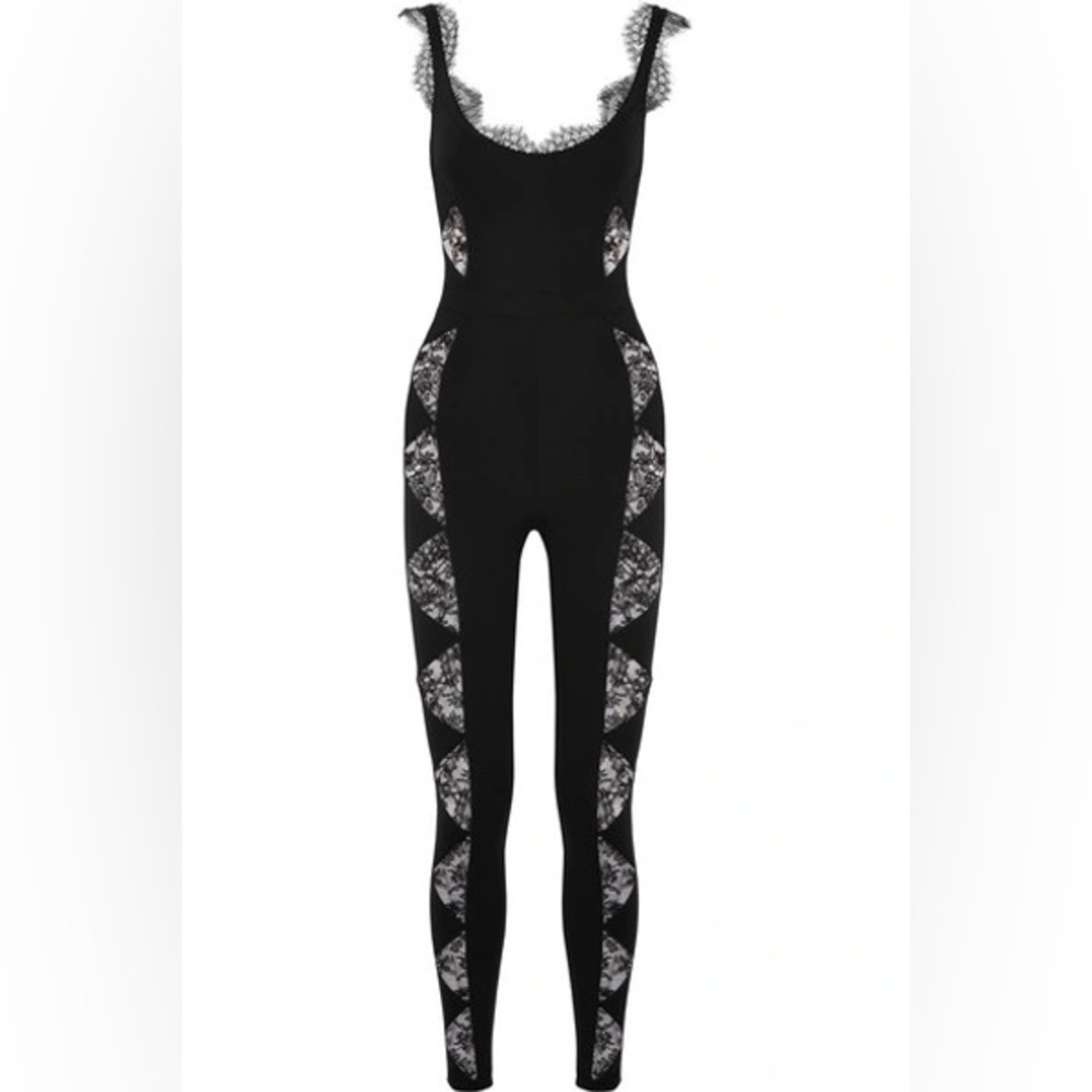 AGENT PROVOCATEUR Deanna Lace-trimmed Stretch-jersey Jumpsuit